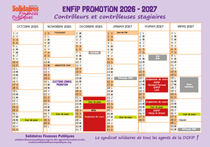 Calendrier Contrôleurs stagiaires Calendrier Contrôleurs stagiaires